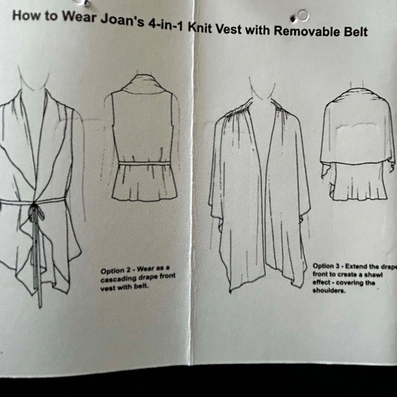 VEST, LUXE KNIT, BLUE, SZ 1X, 4 IN 1 STYLES, JOAN RIVERS, IN ORIGINAL BAG, TAG - Picture 12 of 15